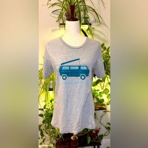 Gray Short Sleeve Tee with Blue Graphic